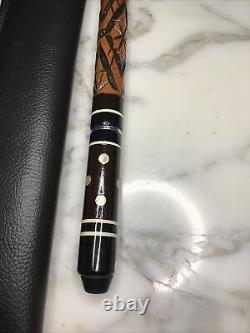 Vintage Custom Pool Cue Mahogany & Ash, Mother Of Pearl Inlaid 57 Original Case