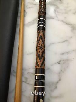 Vintage Custom Pool Cue Mahogany & Ash, Mother Of Pearl Inlaid 57 Original Case