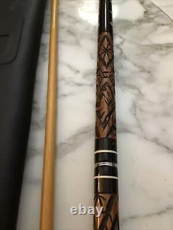 Vintage Custom Pool Cue Mahogany & Ash, Mother Of Pearl Inlaid 57 Original Case