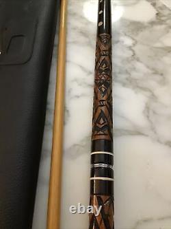 Vintage Custom Pool Cue Mahogany & Ash, Mother Of Pearl Inlaid 57 Original Case