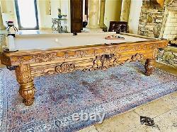 Vintage Hand Carved Pool Table Designed & Made By Artist Don Francisco Anchondo