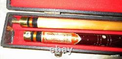 Vintage Pool Cue In Hardcase Inlay MOP Carved Premier Line Custom #19 Hawaiian