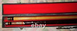 Vintage Pool Cue In Hardcase Inlay MOP Carved Premier Line Custom #19 Hawaiian