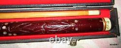 Vintage Pool Cue In Hardcase Inlay MOP Carved Premier Line Custom #19 Hawaiian