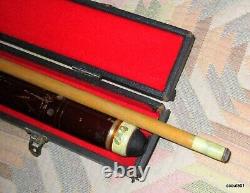 Vintage Pool Cue In Hardcase Inlay MOP Carved Premier Line Custom #19 Hawaiian