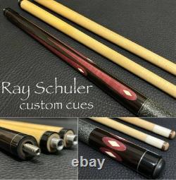 Vintage Ray Schuler Custom Cue Ebony Purpleheart 2 Shafts Pool Billiard stick