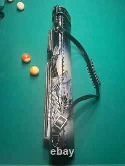 Volturi Custom Pool Cue Case 4x8 STINGRAY & Genuine Leather Mountain Scene