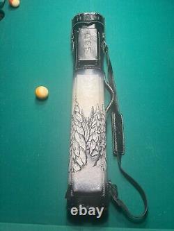 Volturi Custom Pool Cue Case 4x8 STINGRAY & Genuine Leather Mountain Scene