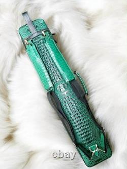 Volturi Custom Soft Pool Case 4x8 Genuine Leather with Backpack Straps. Green