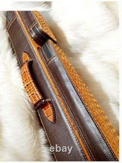 Volturi Custom Soft Pool Case 4x8 Genuine Leather with Backpack Straps. Rust/Brown