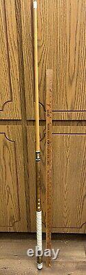 Vtg HUSTLER 2 pc Custom Design Solid Wood Pool Cue w MOP Inlay