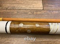 Vtg HUSTLER 2 pc Custom Design Solid Wood Pool Cue w MOP Inlay