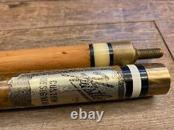 Vtg HUSTLER 2 pc Custom Design Solid Wood Pool Cue w MOP Inlay