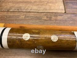 Vtg HUSTLER 2 pc Custom Design Solid Wood Pool Cue w MOP Inlay