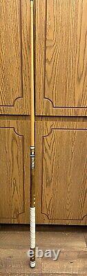 Vtg HUSTLER 2 pc Custom Design Solid Wood Pool Cue w MOP Inlay